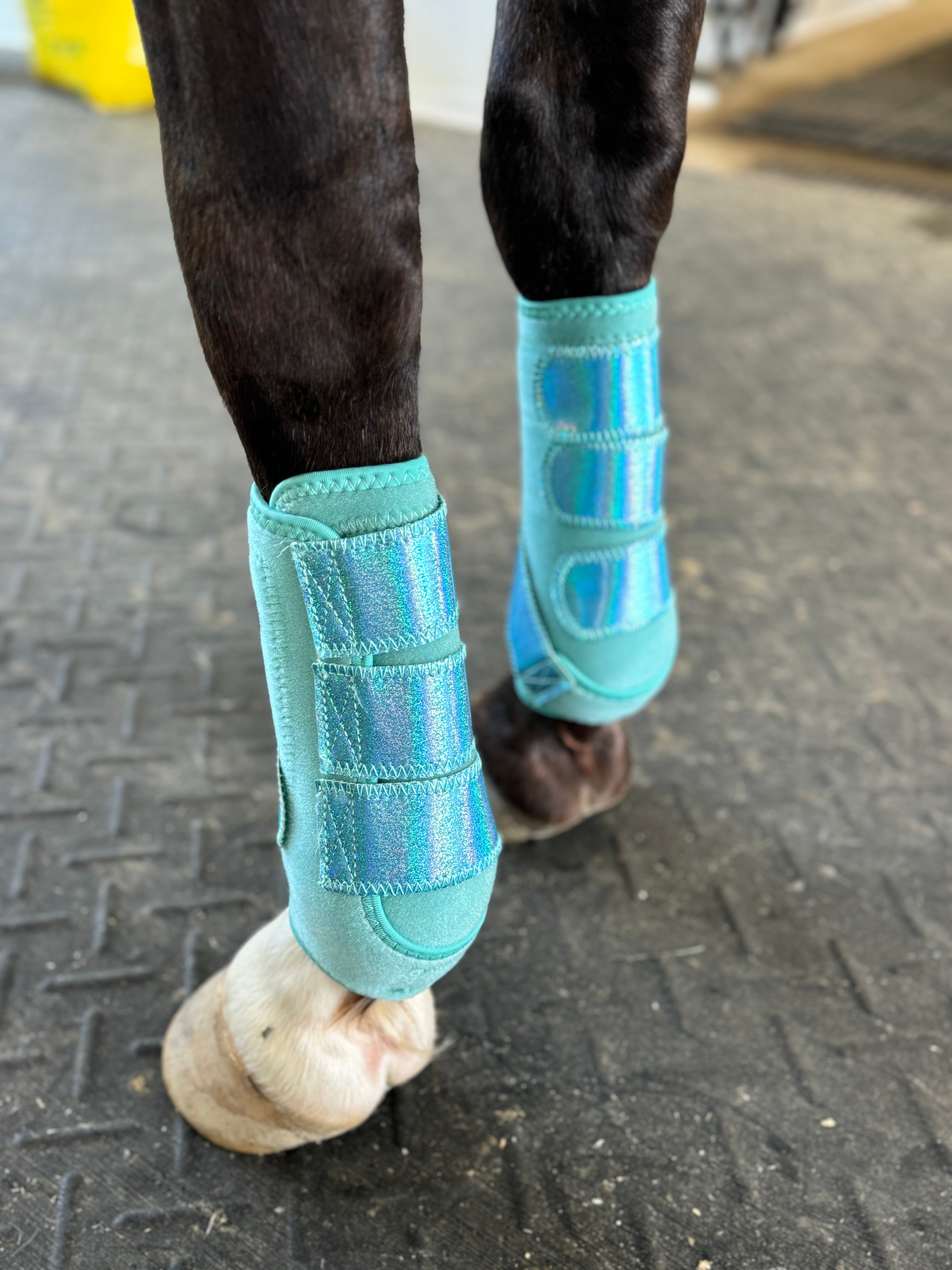 Turquoise with Glitter Straps Splint Boots