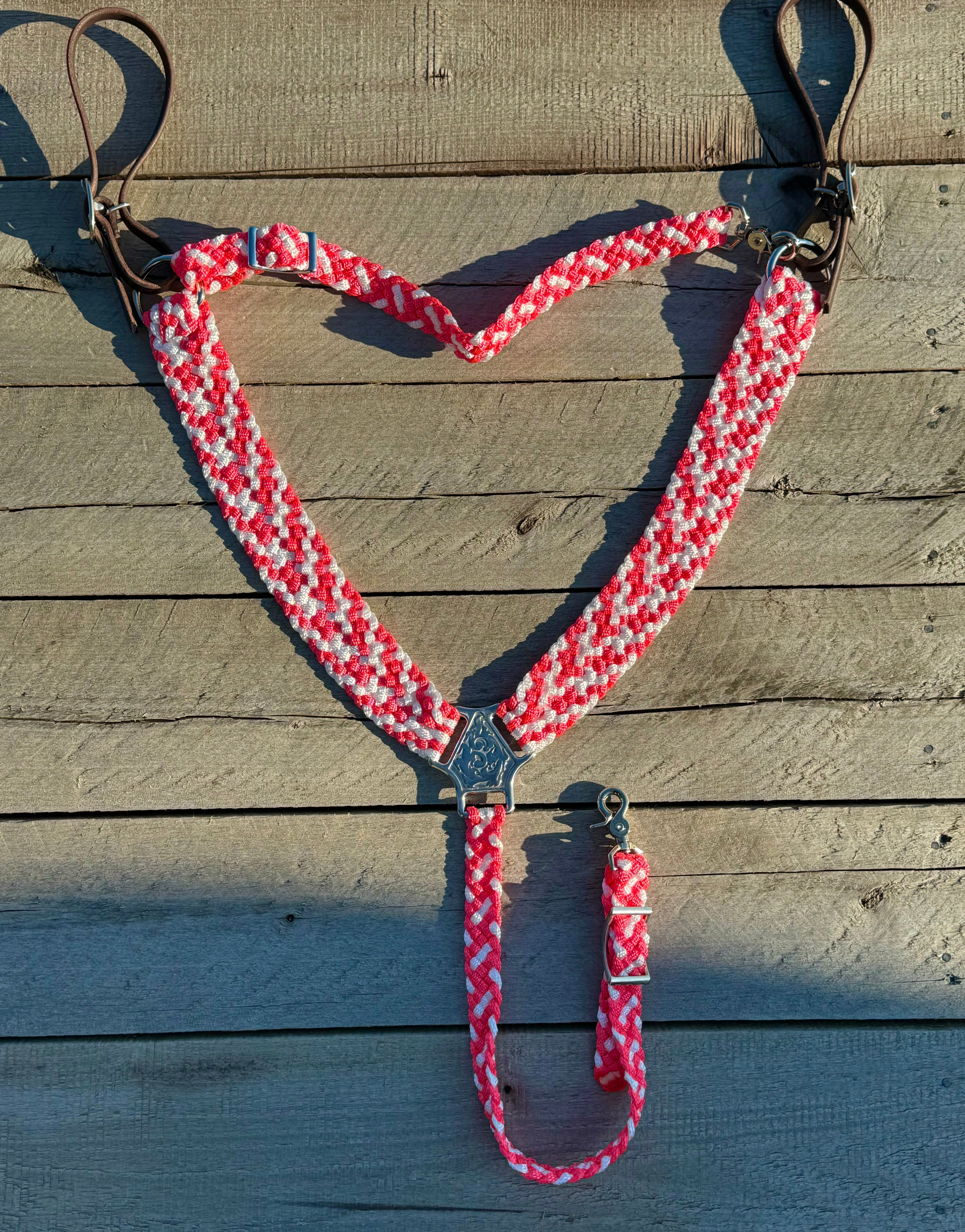 Pink & White “Checkers” Breast Collar & Wither Strap
