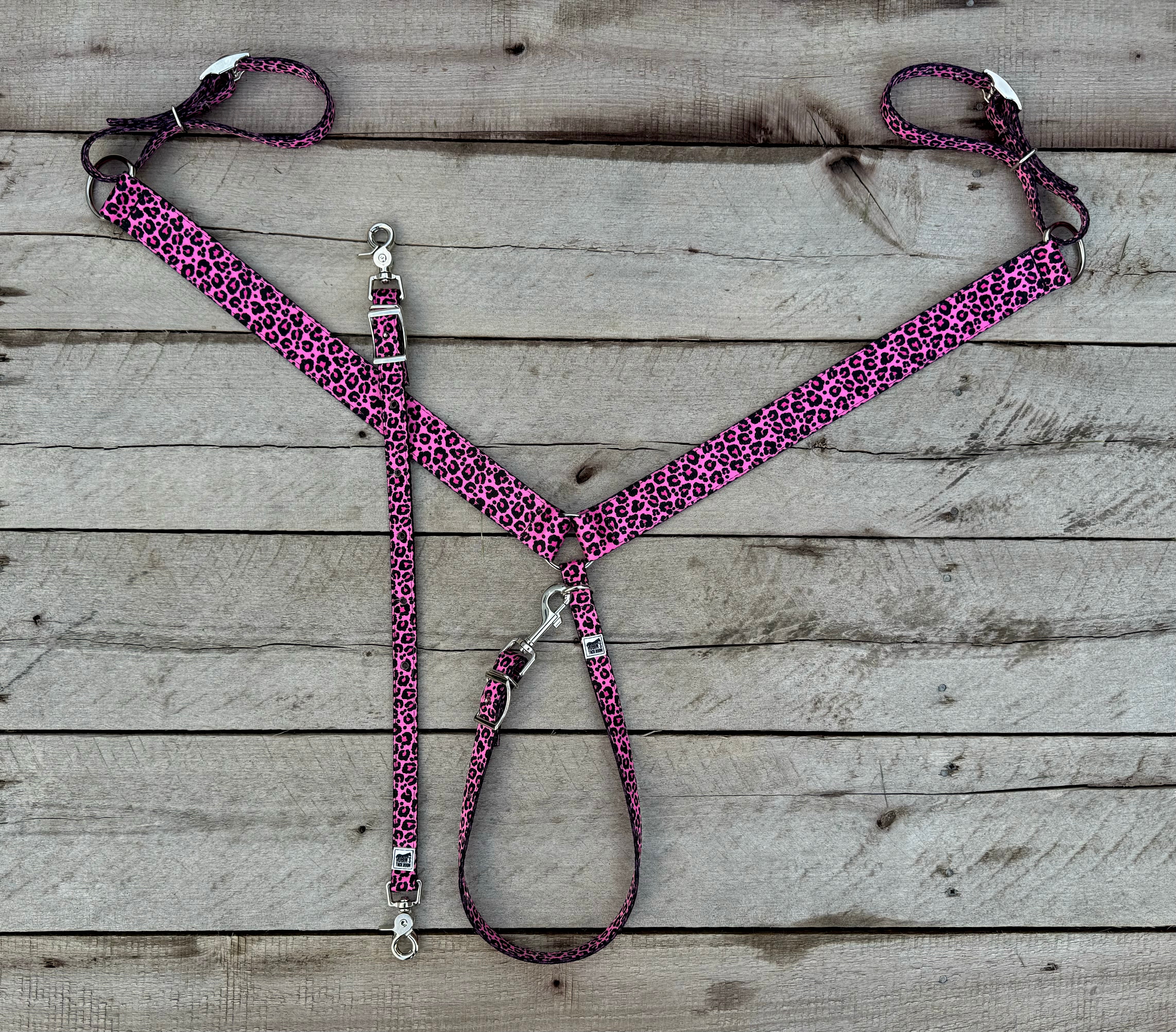 Pink Cheetah Breast Collar & Wither Strap