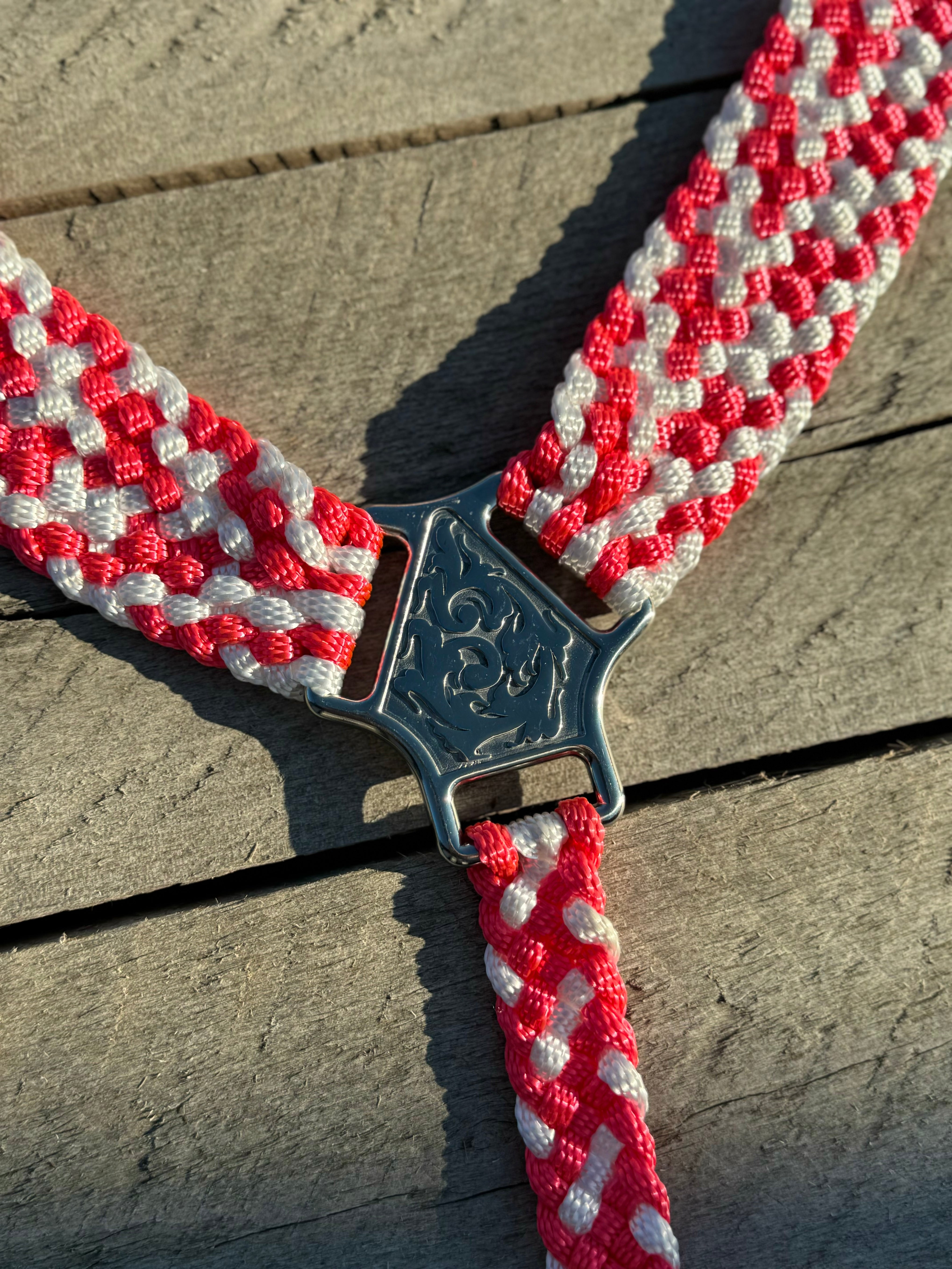 Pink & White “Checkers” Breast Collar & Wither Strap