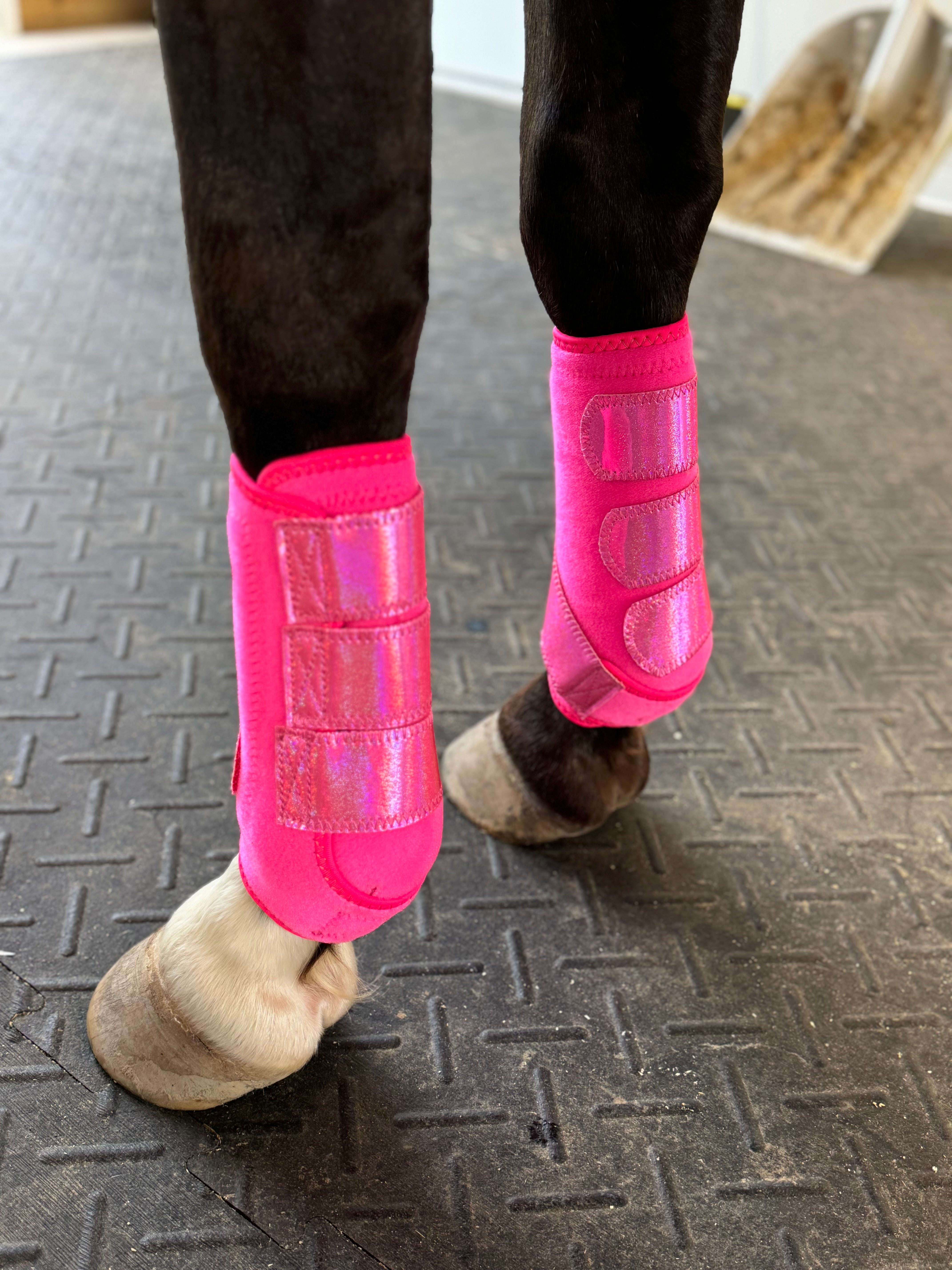 Hot Pink with Glitter Straps Splint Boots