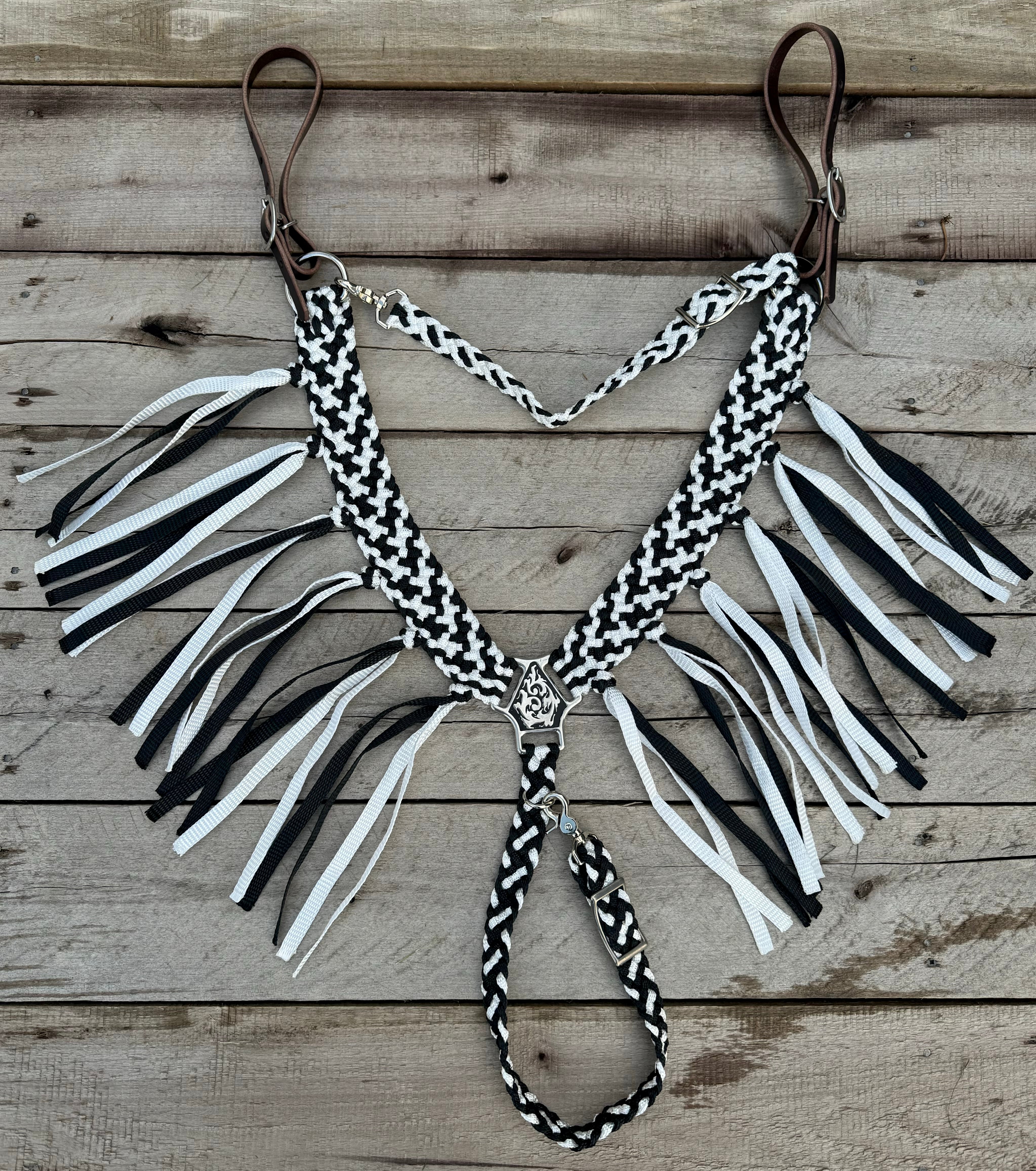 B&W Checkered Fringe Breast Collar