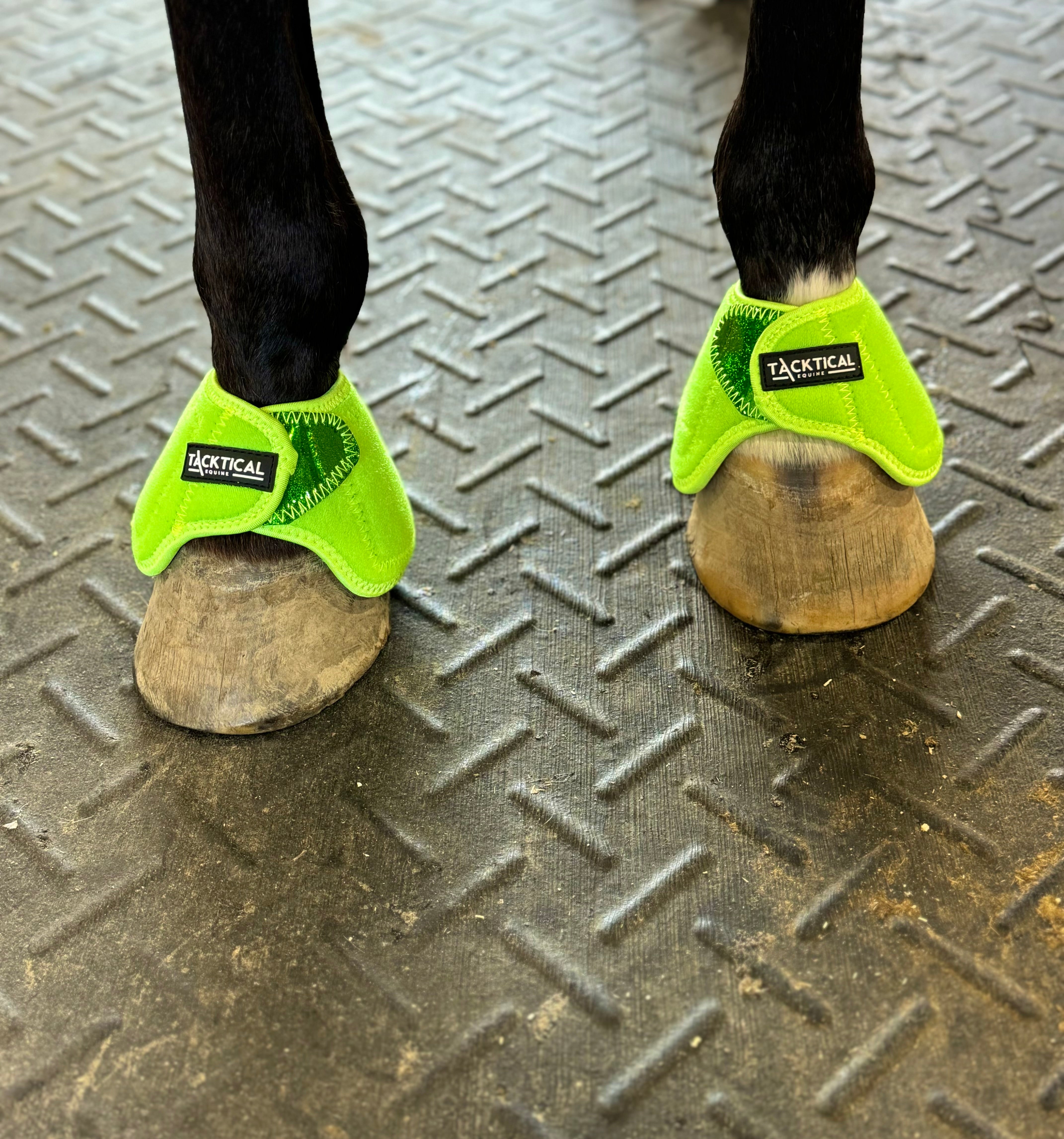 Neon Green with Glitter Straps Bell Boots