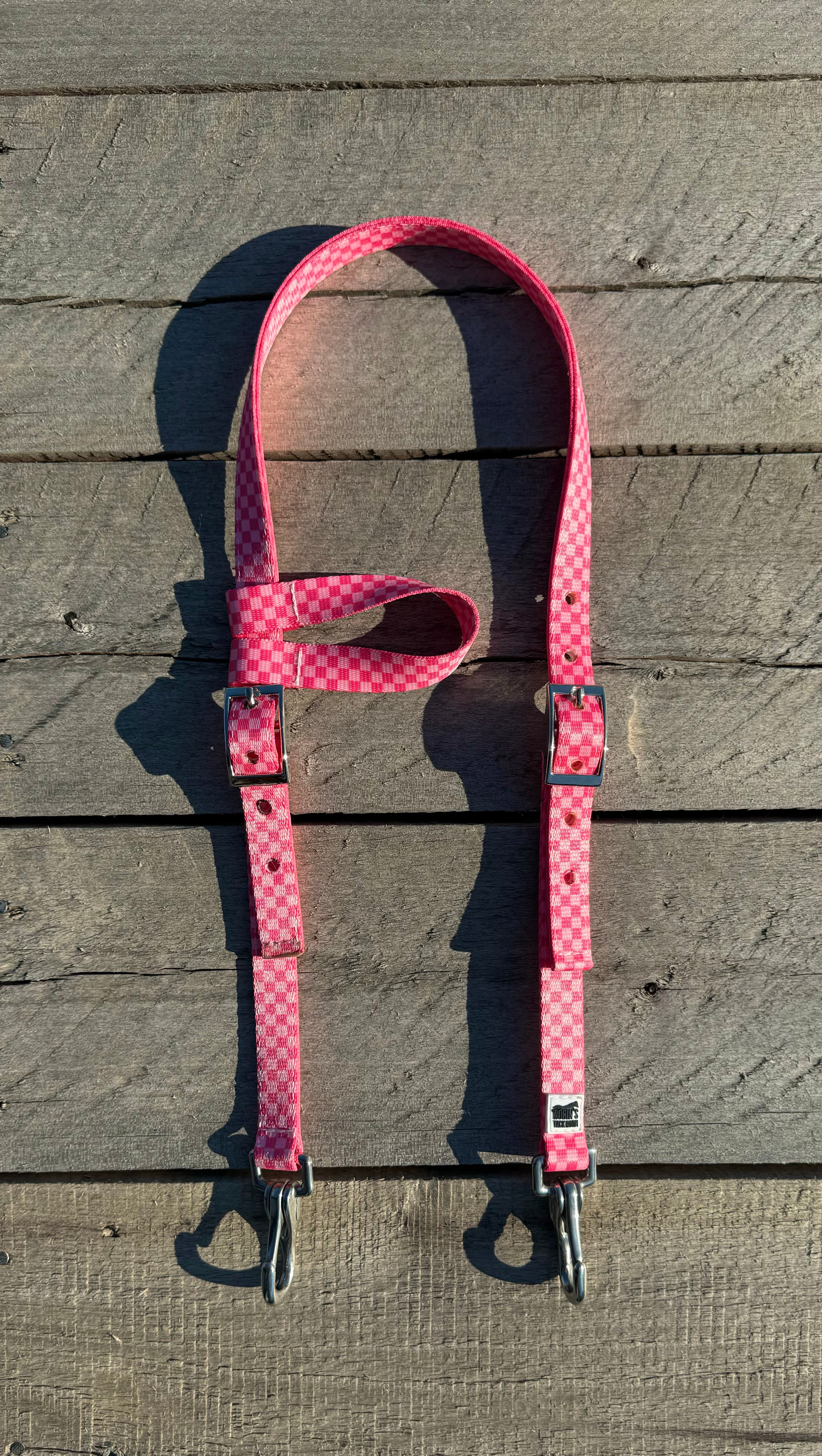 Pink Checkered One Ear Headstalls